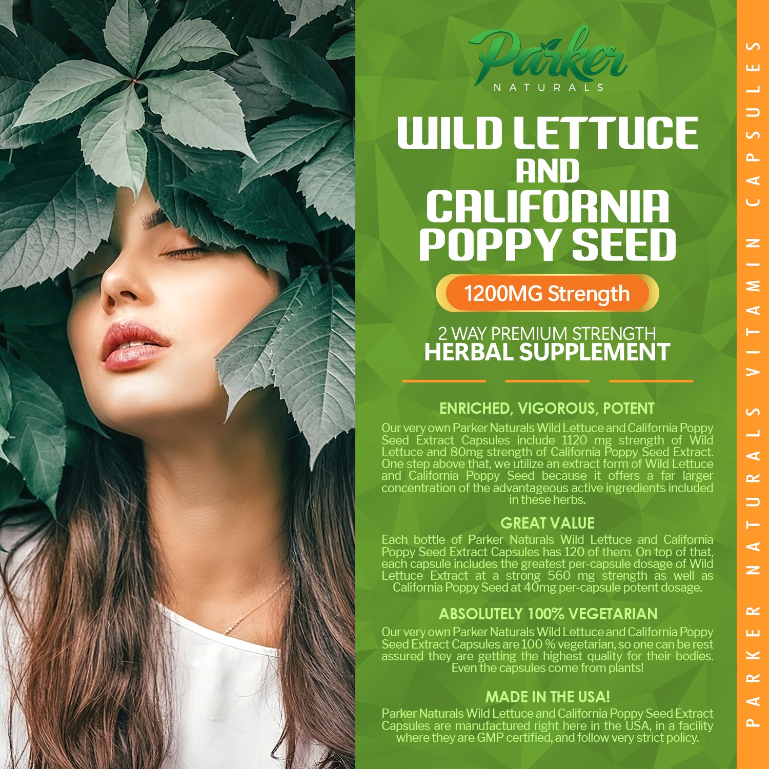 Parker Naturals Wild Lettuce and California Poppy Seed Extract Capsules. 1120mg of Wild Lettuce & 80mg of California Poppy Per Serving. 120 Count. Most Potent