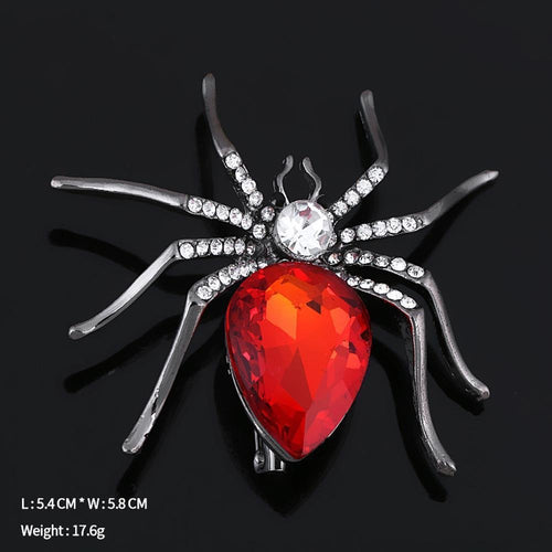  2Pcs Punk Spider Crystal Bead Brooch Pin Set for Women