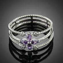 Load image into Gallery viewer, Purple Flower Cubic Zirconia Ring for Women - KHAISTA Fashion Jewellery
