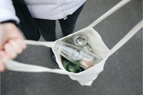 Open bag with recyclable objects