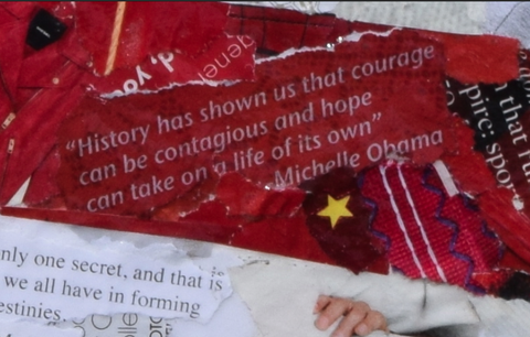 Michelle Obama quote in collage art