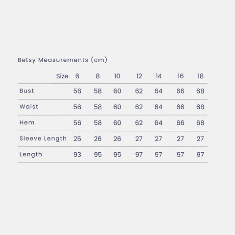 Betsy Size Guide