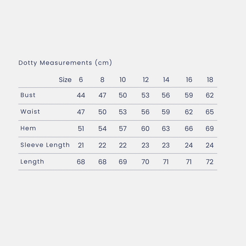 Dotty Size Guide