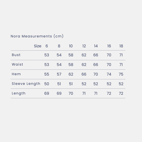 Nora Size Guide