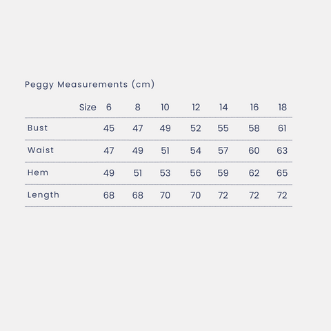 Peggy Size Guide