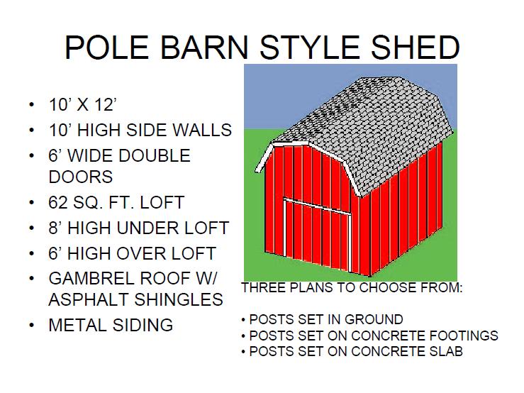  POLE  BARN  STYLE SHED PLAN  Mendon Cottage Books 
