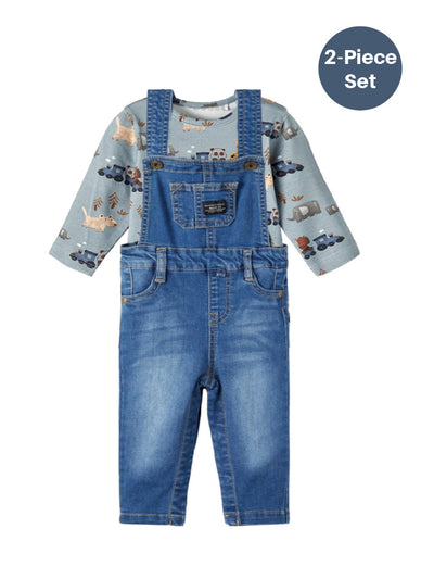 Buy Boys Short Sleeves Dungaree Onesies Sets Denim-Blue Online at Best  Price | Mothercare