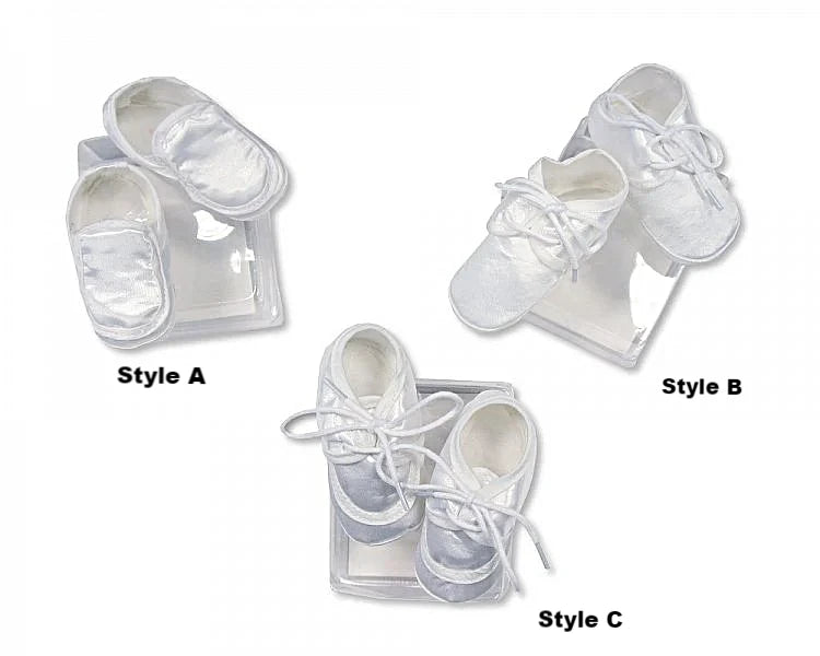 baby boy satin christening shoes