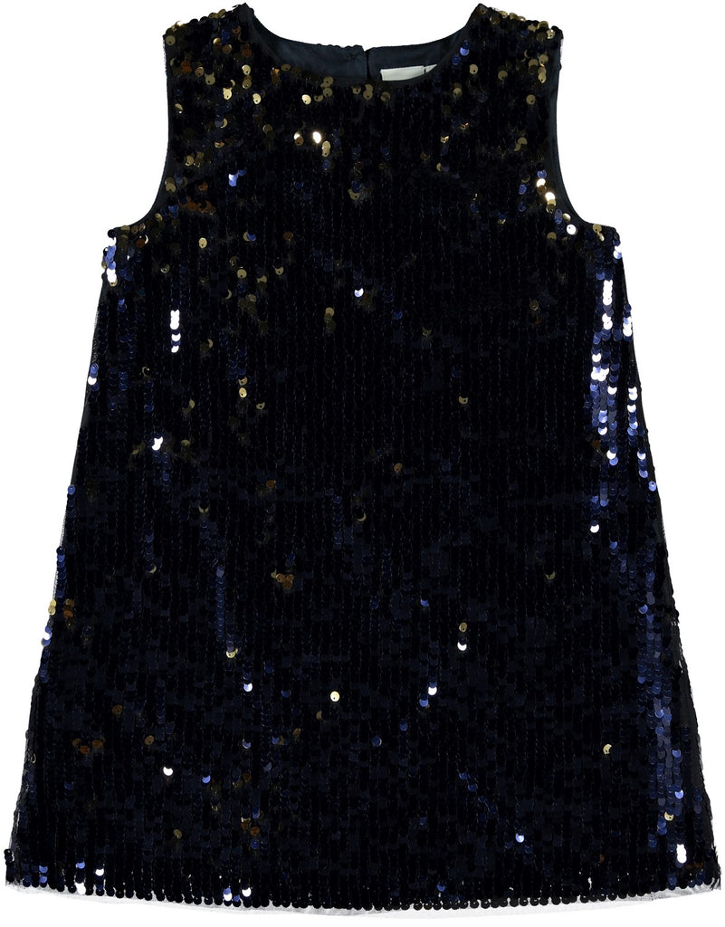 black and blue sequin dress