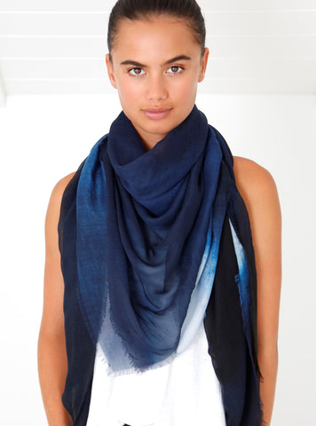Bird and Knoll Shades of Navy scarf, $250.