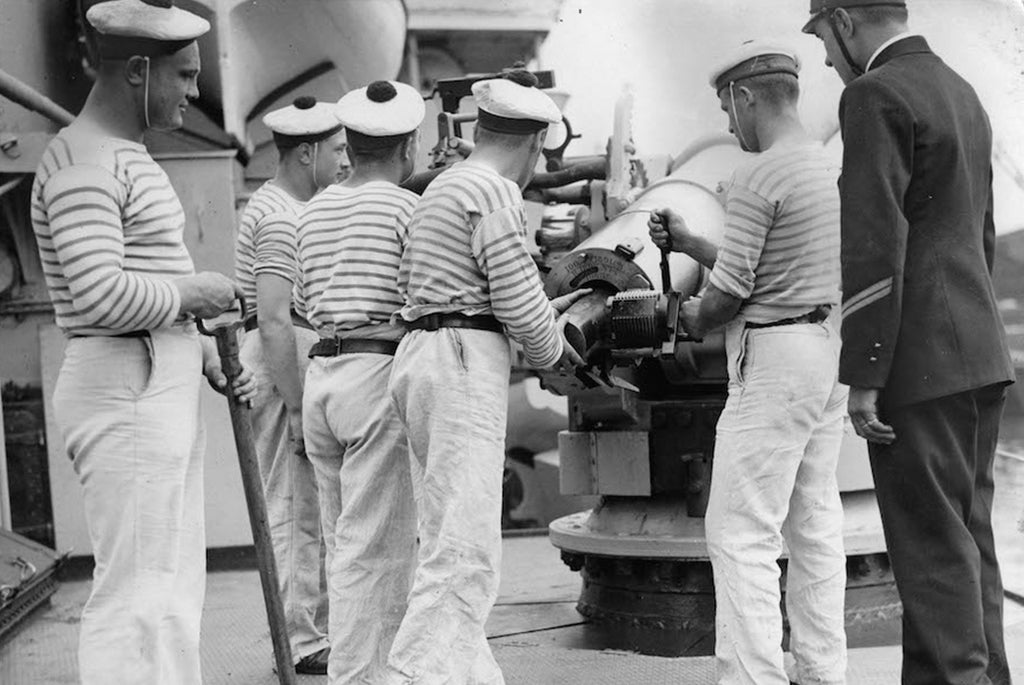 French sailors wearing navy and white stripes