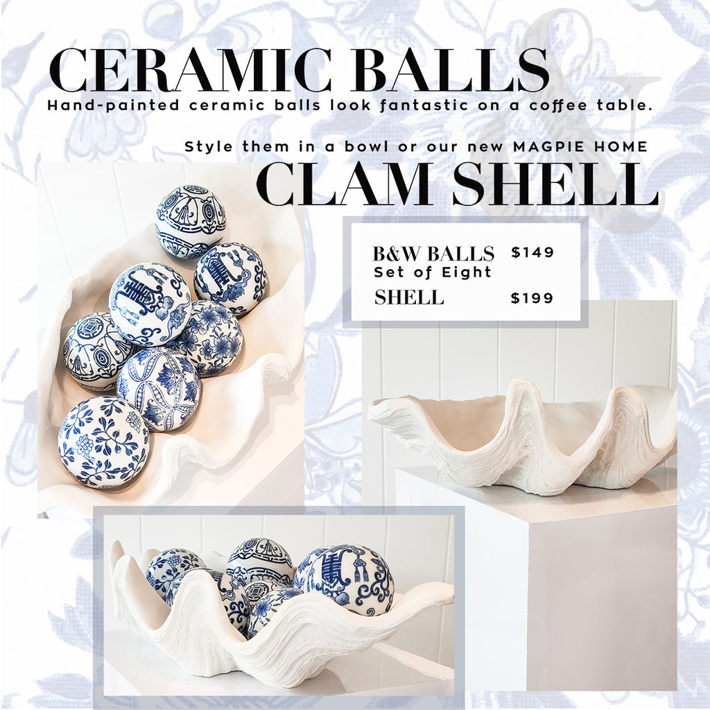 Magpie Home Ceramic Balls and Clam Shell