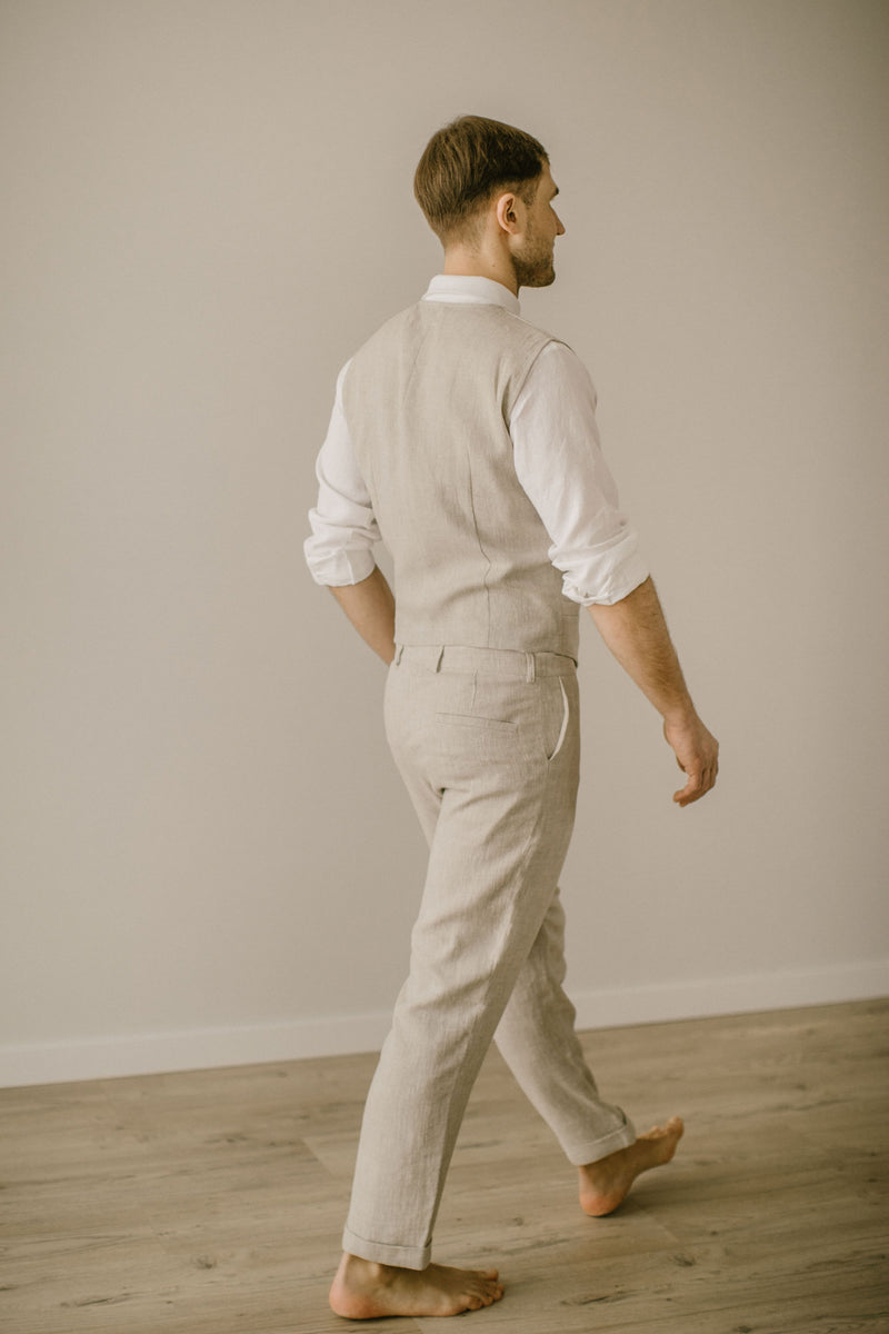 Linen Trousers Waistcoat Set For Men. Handcrafted. Ethically. – Linen ...