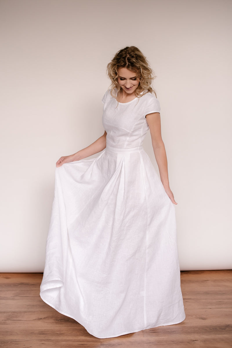 A-Line Linen Wedding Dress. Handcrafted. World Wide Shipping. – CozyBlue