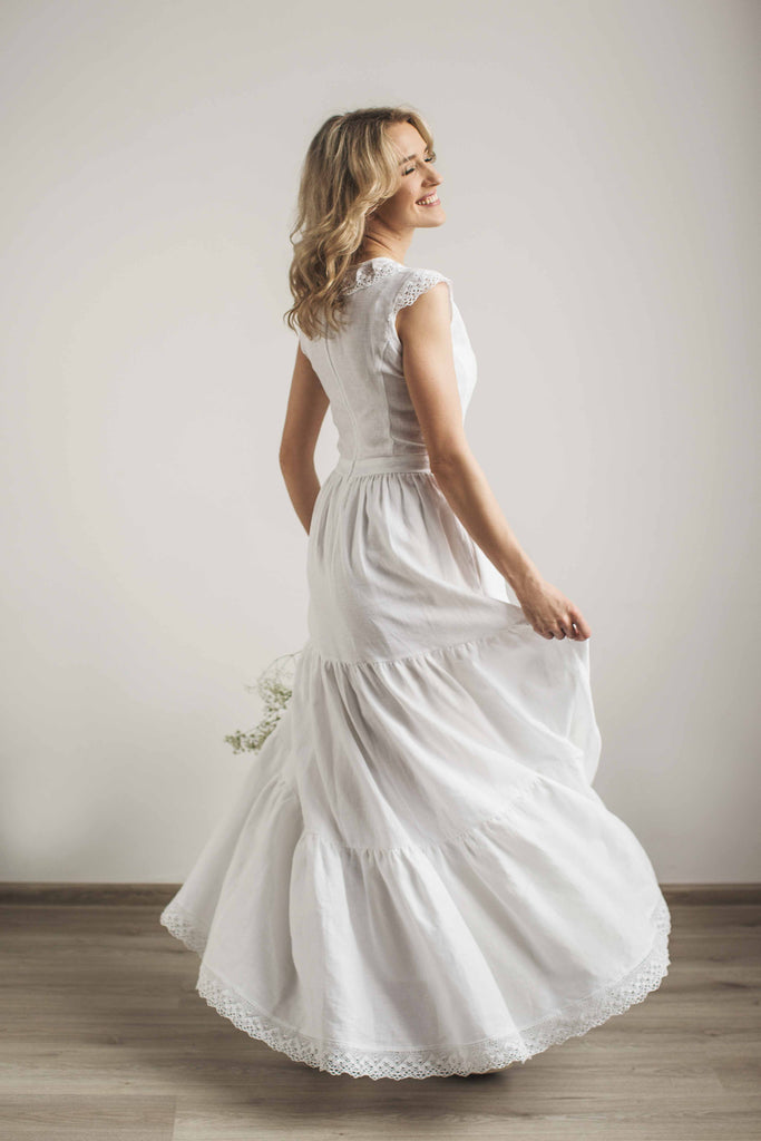 linen wedding gown