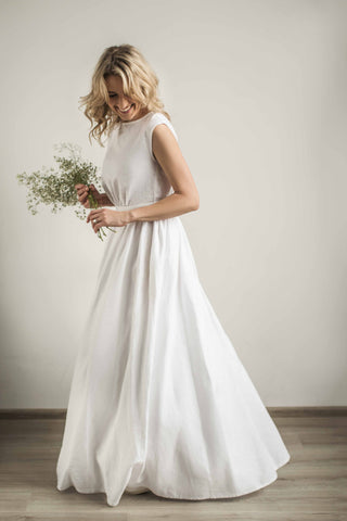 linen hippie wedding dress