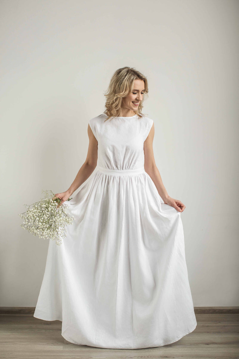 Linen Grecian Wedding Dress. Handcrafted. World Wide Shipping. – CozyBlue