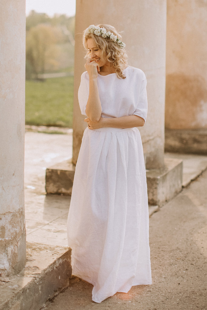 linen hippie wedding dress