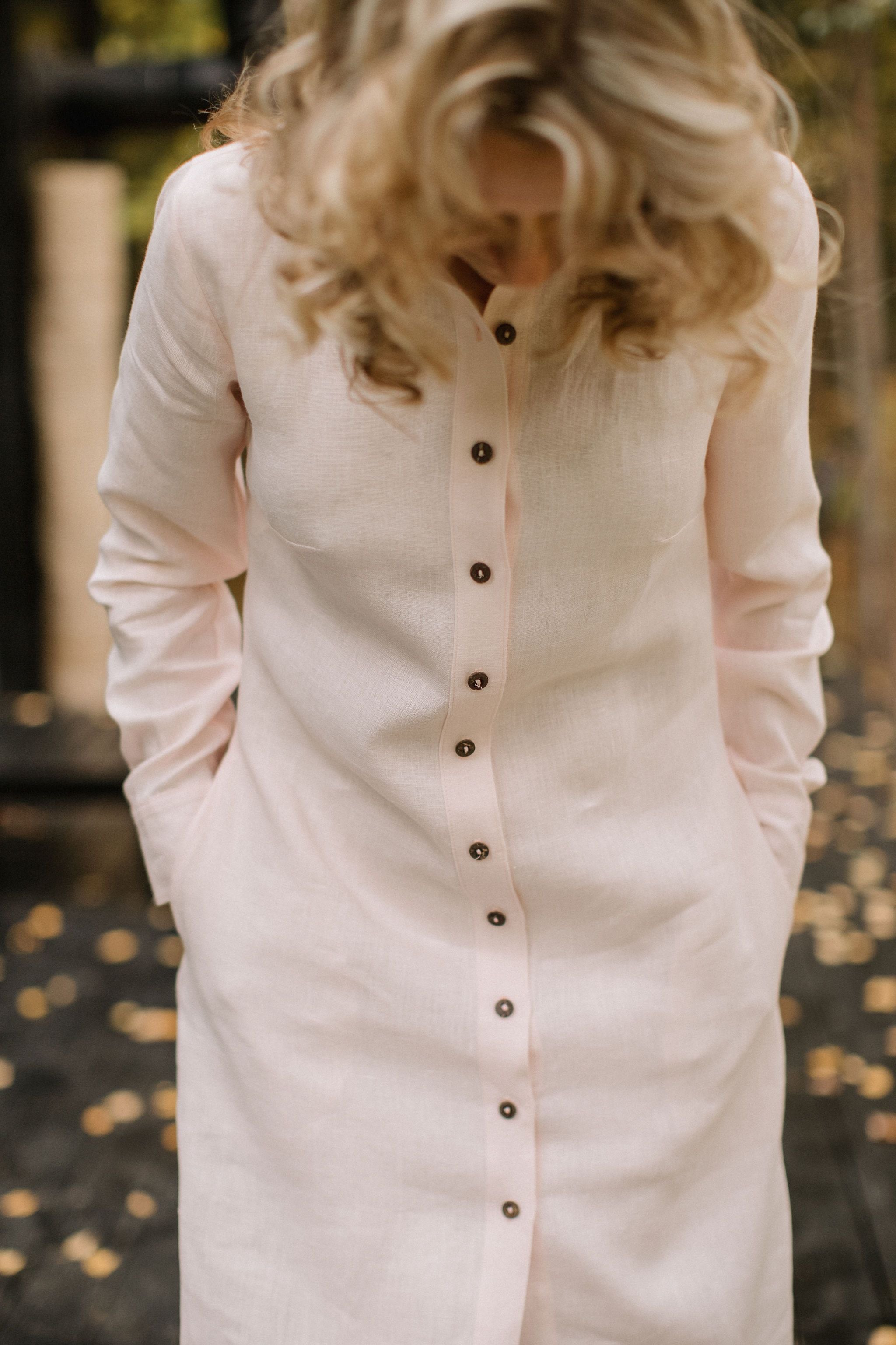 Linen shirt dress (A line). Handcrafted by Linen Wedding Dress team.