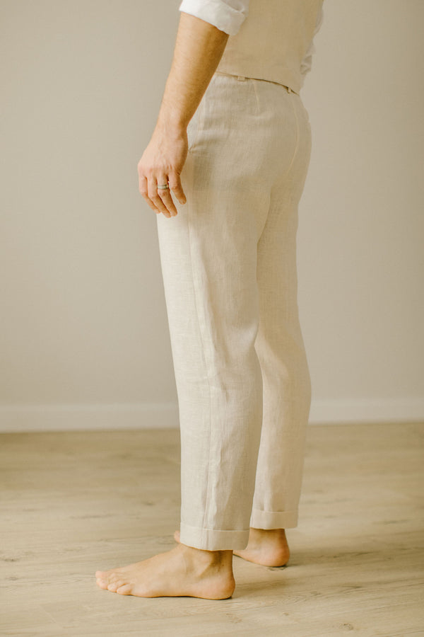 Bow linen trousers