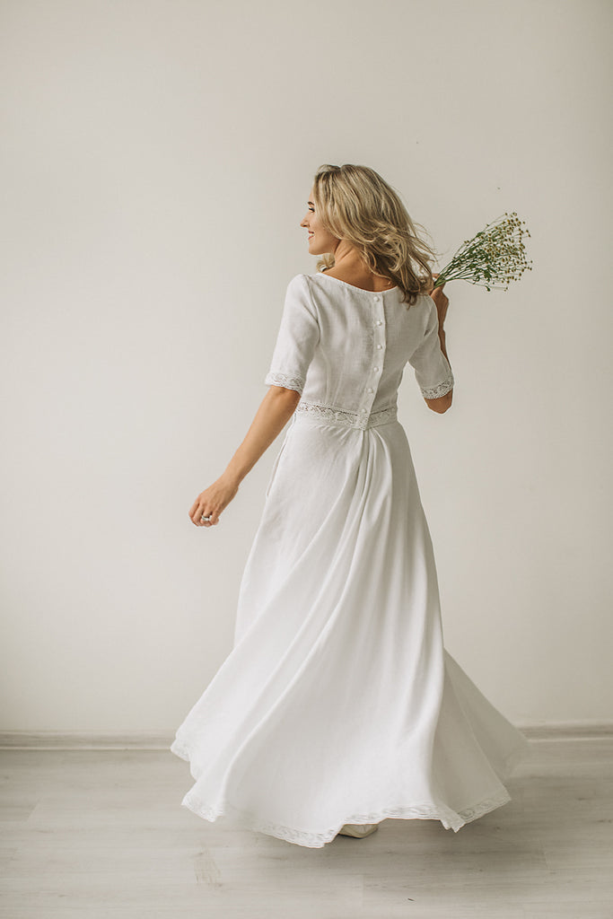 linen wedding gown