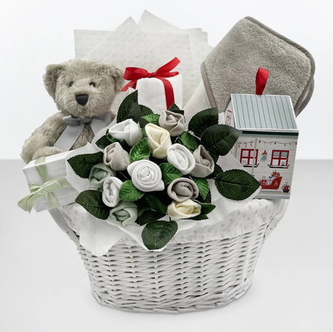 berkeley bear's first christmas gift basket for new baby
