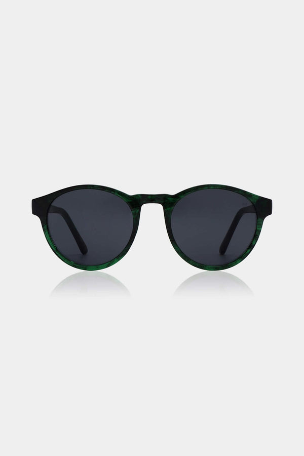 A.Kjaerbede Marvin Round Sunglasses in Green Marble Transparent