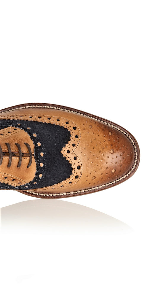 Gatsby Brogue Tan/Navy-Wide Fit 