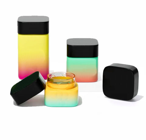 MSN Packaging square push and turn Child resistant flower jars and lids.