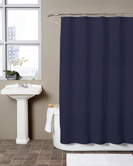 navy and beige shower curtain