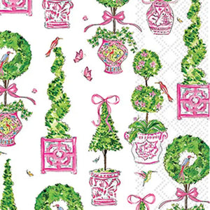 Pink Topiaries Lunch Napkins - ZIA Boutique