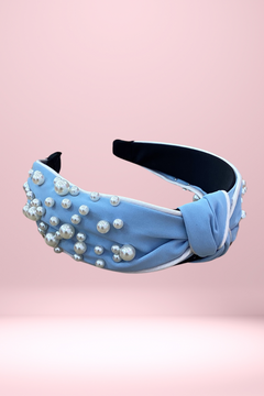 Baby Blue Pearl Knot Headband