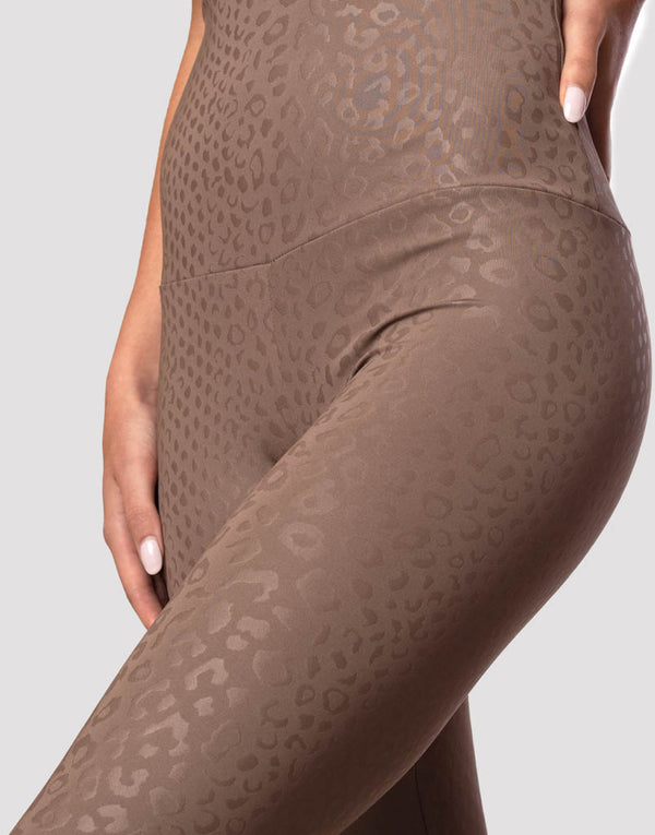 Designs Legging Embossed Emily | Latte Leopard High Waisted 7/8 Hsu