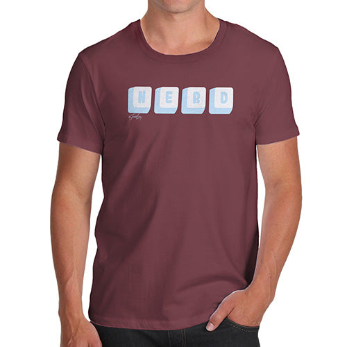 Mens T-Shirt Funny Geek Nerd Hilarious Joke Keyboard Nerd Men's T-Shirt Large Burgundy
