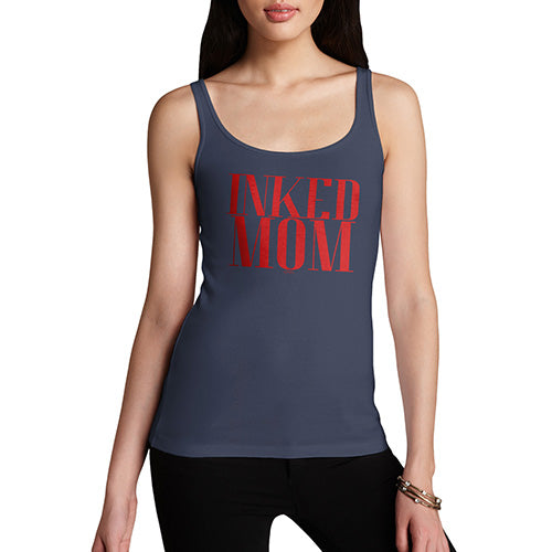 Womens Novelty Tank Top Christmas Inked Mom Women's Tank Top X-Large Navy