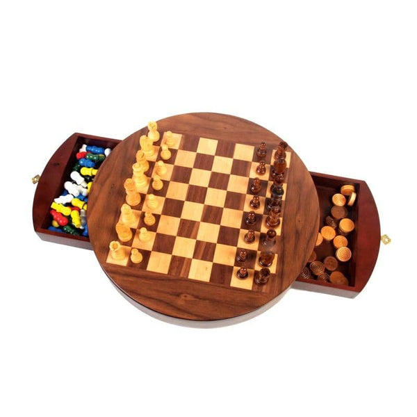 Round 3-in-1 Game Set - Chess, Draughts & Chinese Checkers