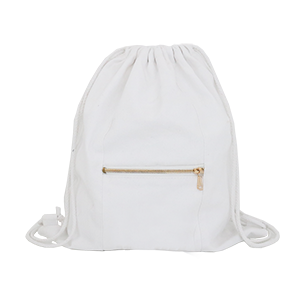 white drawstring backpack