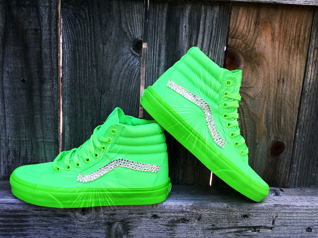 neon green sk8 hi vans