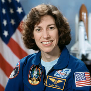 woman smiling with nasa background