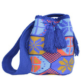 blue large wayuu mochila bag with pattern