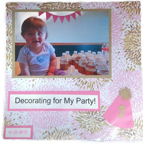 Pink and Gold Girl Birthday Scrapbook Layout