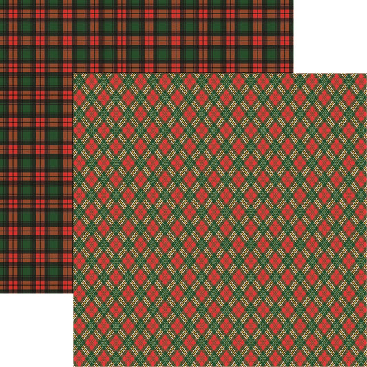 Peaceful Christmas Flora: Peaceful Plaid 12x12 Patterned Paper