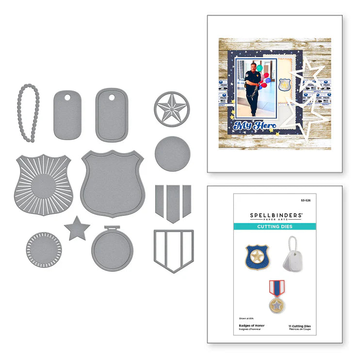 Badges of Honor Etched Dies by Spellbinders