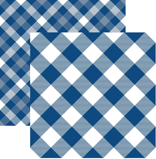 Classic Blue Tartain Plaid Style #7 Double Sided Paper Cardstock