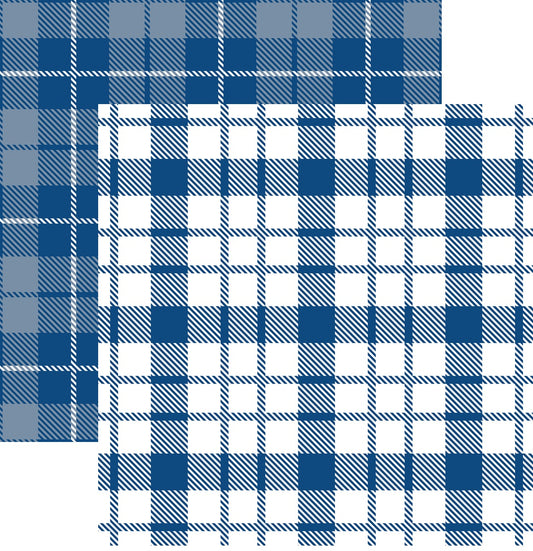 Classic Blue Tartain Plaid Style #7 Double Sided Paper Cardstock