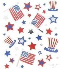 2 Sheets Americana/4th of July Patriotic Foil Stickers - Foil Stars