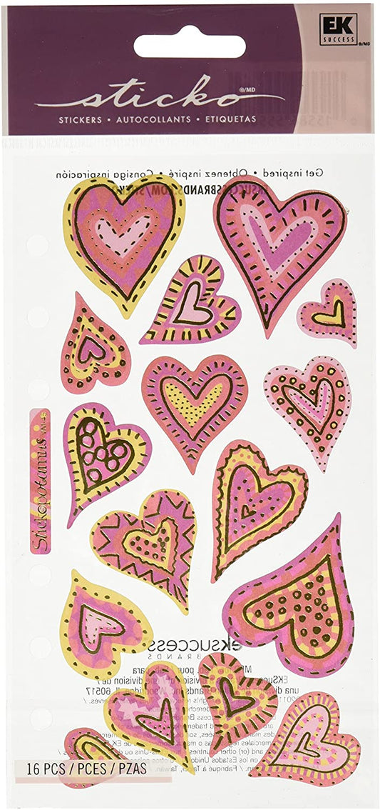 Glitter Heart Stickers 2 Sheets 