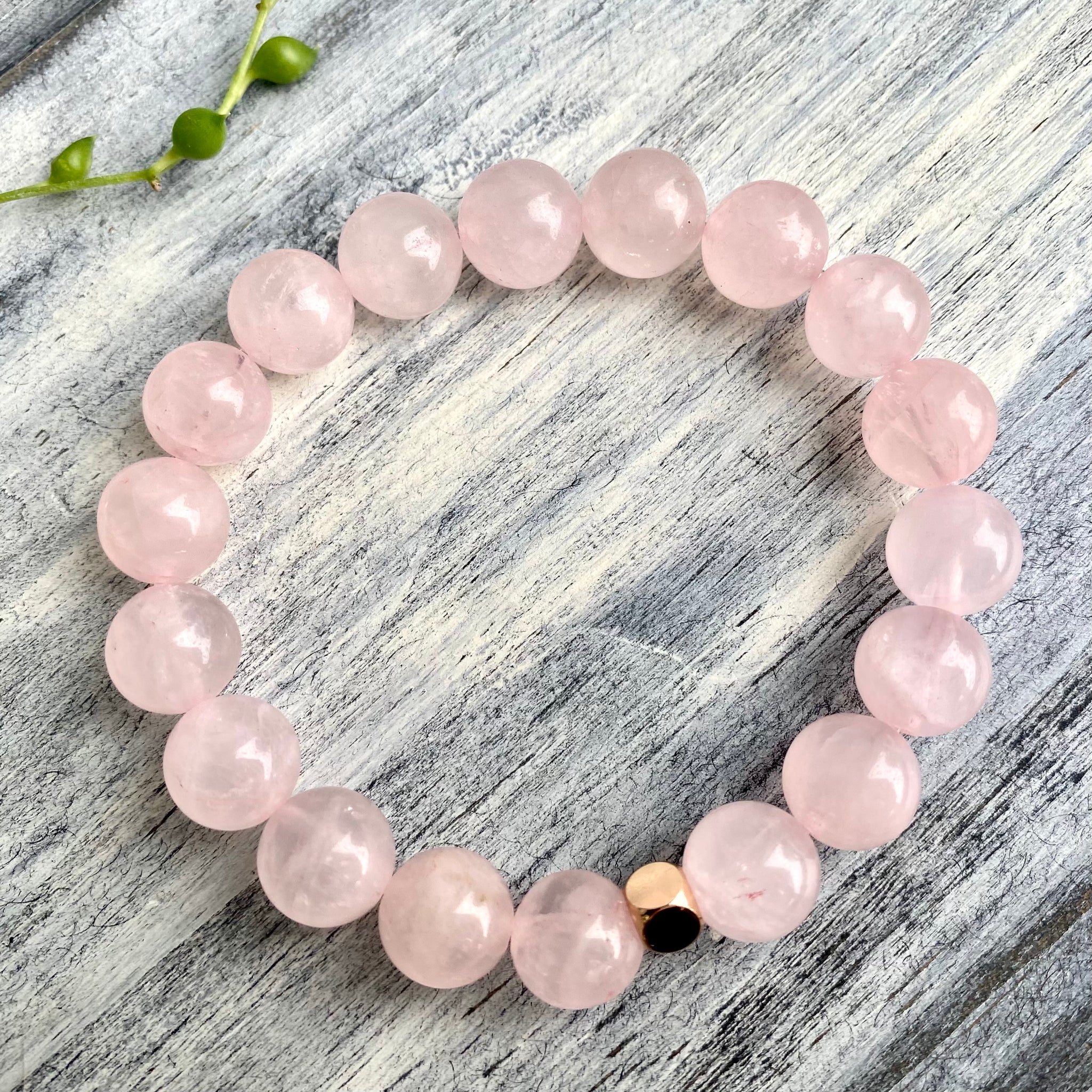 Rose Quartz Stretch Bracelet with Gold Hematite Spacer – Wholehearted ...