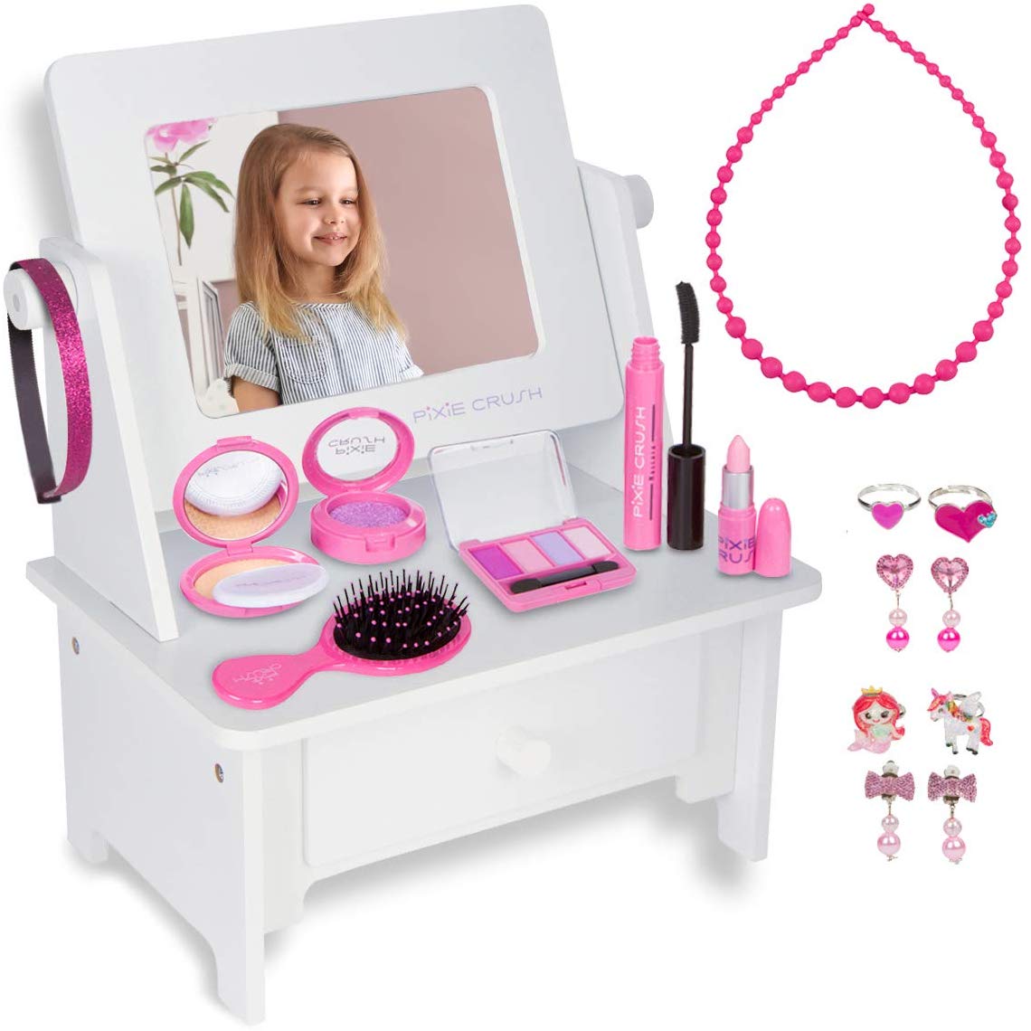 wooden kids vanity table