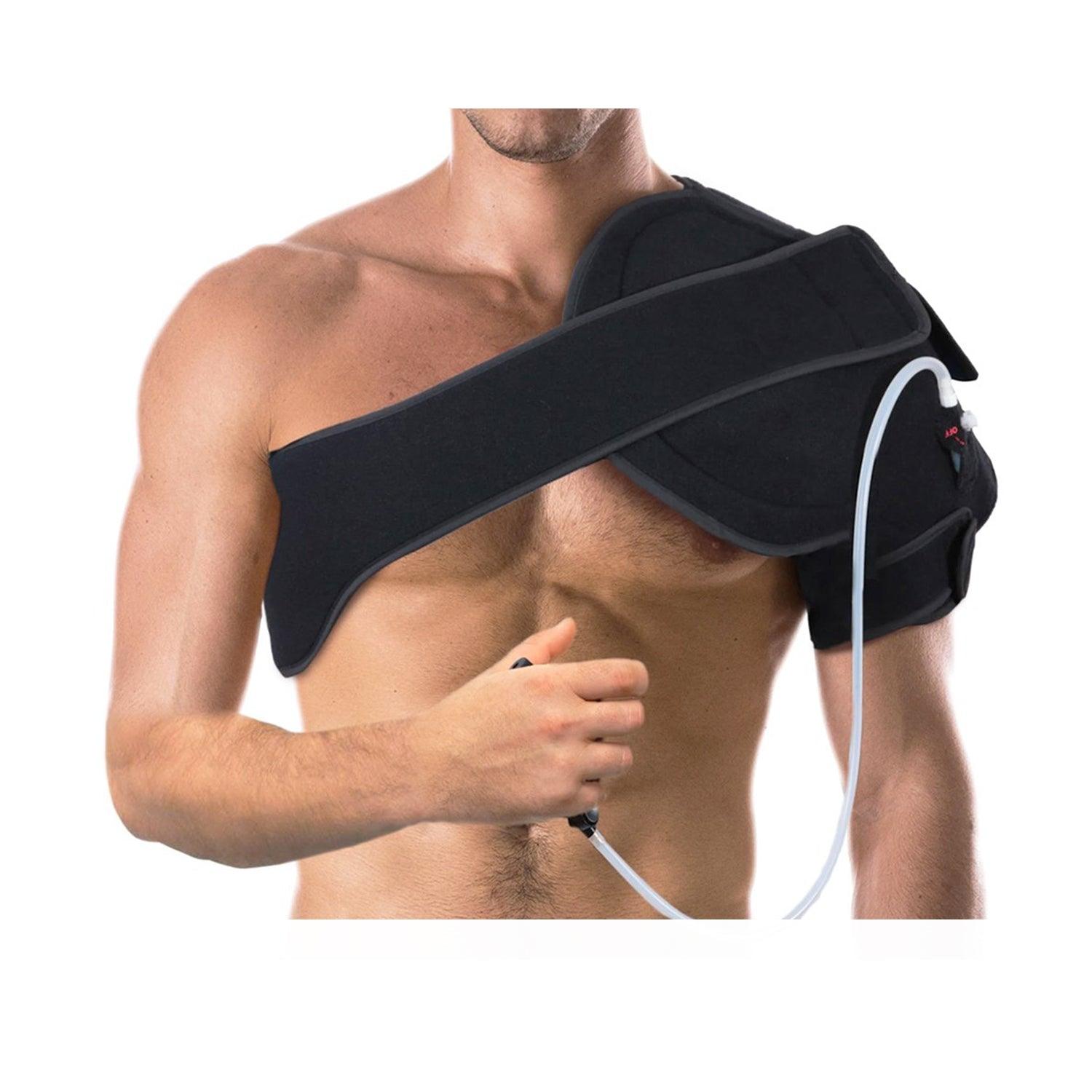 NatraCure Cold or Hot Shoulder Ice Pack Wrap, Compression Shoulder Brace  for Pain Relief - Cool or Heating Pad for Rotator Cuff Injuries, Football